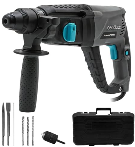 Cecotec SDS Bohrhammer PowerForce 4000 Atomic, 800 W Leistung, 3 J Schlagenergie, 3-in-1 System als Meißelhammer, Schlagbohrer und Bohrer, SDS-Plus, Extra-Bohrfutter, Bohrer, Meißel, 3 m Kabel, Koffer