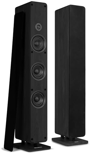 Audizio ARCO Paire Enceintes Colonne Hi-FI Passives 320W Noires, Système Stéréo Salon et Home Cinéma, Tours de Son Élégantes 2 Voies
