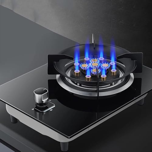 Single Burner Gas Hob - Portable Indoor Stove, 13 Cavities Tempered Glass Cooktop, Table Top Cooker/NG Cooker, for Caravan Black Freestanding Camping(NG)