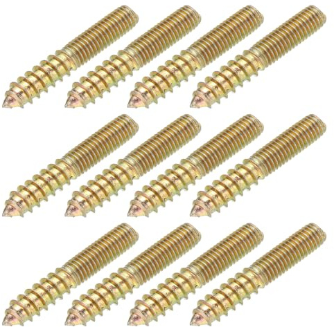 YELARXI M8 Hanger Bolts, 2(50mm) Length Double Headed Bolts Self-Tapping 8mm Screw Wood Dowel Screw Bolt Furniture Accessories - Fitting for (Wood Joint Furniture Legs) 12 Pcs