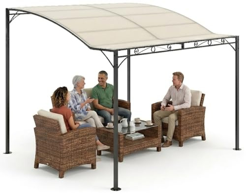 BAKAJI Gazebo Pergola 3 x 2,5 Metri da Esterno con Rivestimento in PVC Impermeabile Resistente Alle Intemperie e Raggi UV, Struttura in Acciaio Stabile Ideale per Giardino, Patio, Terrazzo