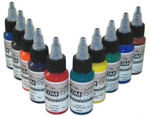 Airbrush Lackierung com-art Airbrush Farben-Set E – Transparent Primary – com-8–100–5