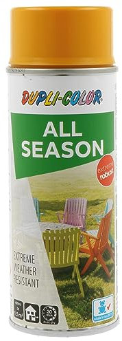 DUPLI-COLOR ALL SEASON RAL 1007 narzissengelb glänzend 400 ml, hochwertiges Kunstharz-Farbspray, Schnelltrocknend, Wetterbeständig, Innen- und Außenanwendung