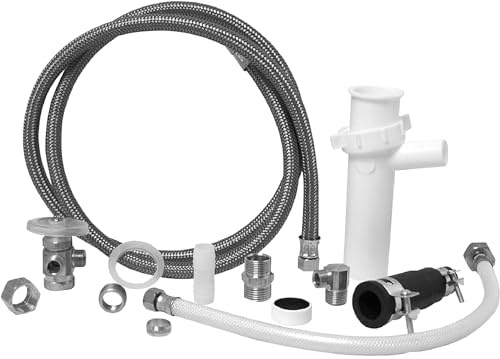 Waxman PlumbCraft White Dishwasher Installation Kit 7027700LF, Dishwasher Parts and Accessories Including Dishwasher Drain Hose, Dishwasher Water Supply Line, Compressions, and More