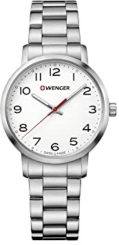 WENGER Unisex Armbanduhr Avenue Ø 35 mm, Swiss Made, Analog Quarz, Wasserdicht bis 100m, Silikon-Armband