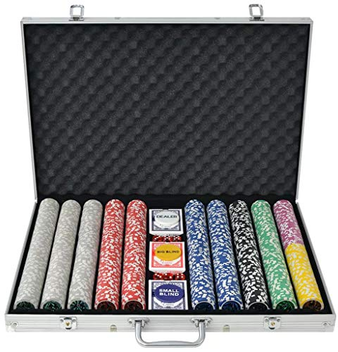 Festnight Poker Set mit 1 000 Laserchips Aluminiumkoffer 53 x 37 x 6,7 cm Pokerset