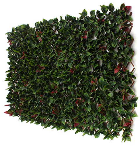 3rd Street Inn Red Tipped Photinia Leaf Trellis 4-Pack - Bamboo Greenery Panel - Boxwood and Ivy Privacy Fence Substitute - DIY Flexible Fencing (Red Tipped Photinia)