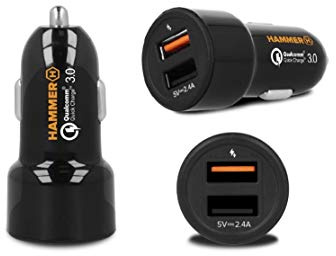 Auto Ladegerät Hammer Car Express 30W 5V/4.8A 2-Port USB Qualcomm QuickCharge 3.0 Kfz Universal-Ladegerät für Android Ladeadapter Zigarettenanzünder 12V/24V Schnellladegerät für Hammer Smartphones