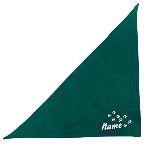 Schecker Petrol 65cm Besticktes Halstuch mit Pfoten - Pfotenspur und Hundename –hochwertig –waschbar - individuelles Geschenk für Ihren Hund