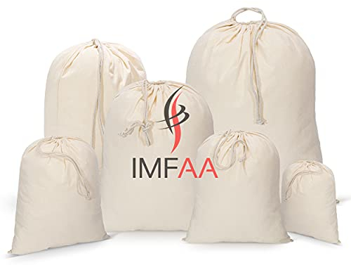 IMFAA Sack Drawstring Cotton Canvas Bags – Reusable, Eco-Friendly Storage & Laundry Bags for Clothes, Travel, Toys & Gifts (10, Small(25x30) Cm)
