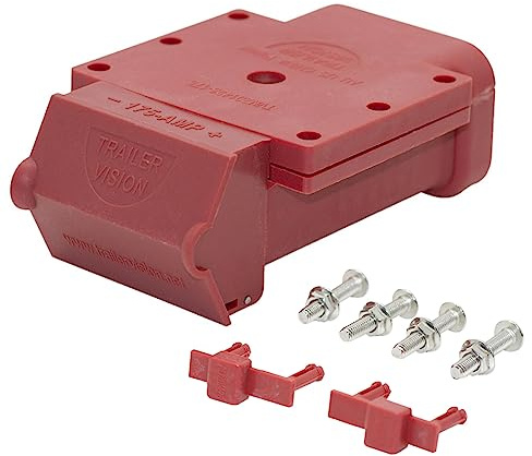 Trailer Vision 175A Anderson Plug Mount - 175 Amp Anderson Connector Cover with LED - Fits SB 175, Wire Gauge 2-1/0 AWG - UV Insulated Protection for Solar, Electrical, Marine, RV, ATV, 4WD - Red