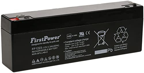 FirstPower Batteria al piombo FP1223 sostituisce Multipower MP2.3-12, MP2.2-12 VDs 12 V 2,3 Ah, 12 V, lead-Acid