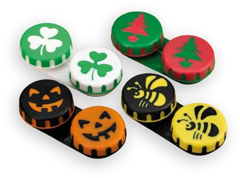 SPORTS WORLD VISION Seasonal Fun Contact Lens Cases Cute Screw Top Travel Storage Contact Lens Box L/R Eyes Holder Container, Outdoor Mini Contact Lens Storage case, 3 Cases in Same Style (Halloween)