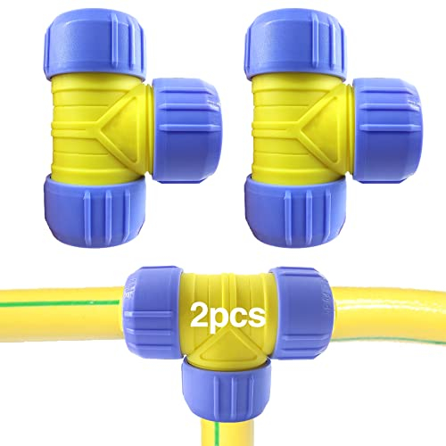 Yeerum 3 Way T Shaped Hose Pipe Connectors, 2 Pcs Hose Connectors Quick, Release Air Hose Connectors Fittings for Kitchen Tap, for Gardening Irrigation Needs
