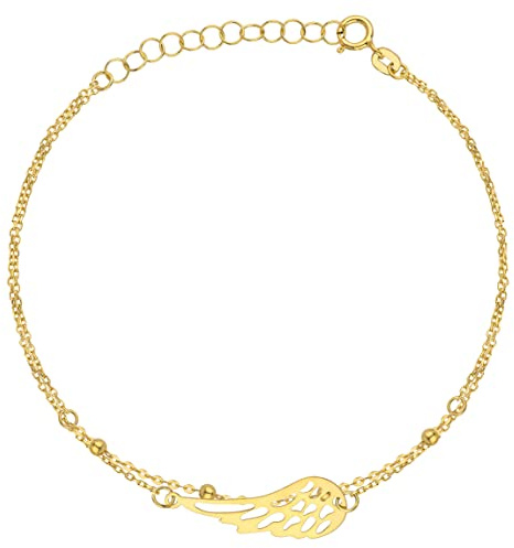 Goldarmband 333 8k Gold Gelbgold Engelsflügel Kugel Gravur