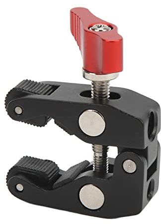 Super Clamp, Pince de Fixation pour Appareil Photo Petite Pince Crabe Super Clamp avec Filetage 1/4 3/8 Support de Fixation pour Appareil Photo pour Trépieds à Tête Sphérique, Alliage D'aluminium