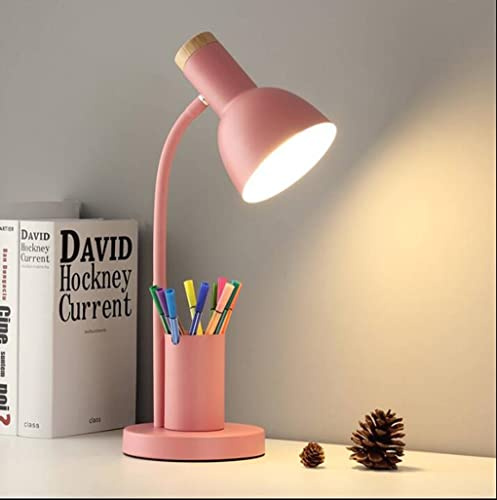 SXYSXYSXY Modern Schreibtischlampe Metall Kinder Leselampe Büro Retro Einfache Klassische Studierlampe LED Verstellbarer Kopf Tischlampe Arbeitslampe Schlafzimmer Nachttischlampe E27*1,Rosa