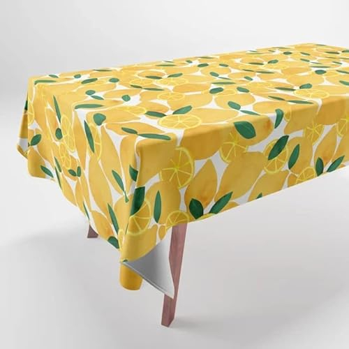 ROLETI Tischdecke Gelbe Zitrone Abwaschbare Tischdecken Pflegeleicht Antifouling Rechteckige Tischdecken für Home Küche Schulanfang Deko Picknick Stehtisch Weihnachten Tischdecken (152x259 cm)