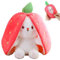 TOGETDREAM Peluche Lapin de Pâques, 25cm Douceur Carottes Fraises Poupée Lapins À Cache-Cache Oreiller en Peluche pour Les Enfants de Plus de 12 Ans (Couleur Rose)