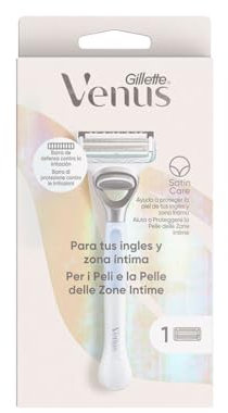 Venus Gillette Maquinilla Satin Care De Depilación Para Mujer Para Ingles Y Zona Íntima, 1 Mango + 1 Recambio, Ayuda A Proteger La Piel De La Irritación Tras La Depilación