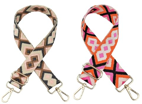 2 StüCk Taschengurte zum Wechseln Verstellbarer Schultergurt Taschengurt Breit 3.8cm LäNgenverstellbarer 75-135cm Diamant Kontrast Taschen-Schultergurt Geeignet füR UmhäNgetaschen und Handtaschen