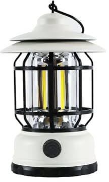Campinglampe Batteriebetrieben,Tragbare Retro Camping Laterne, hängende dimmbare Helligkeit Zelt Licht Zeltlampe für Camping, Party, Nachtangeln, Wandern, Hausbeleuchtung, Outages Notfall,Weiß