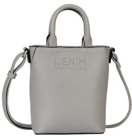 TOM TAILOR Denim Heidy Damen Shopper Umhängetasche Reißverschluss Klein Grau