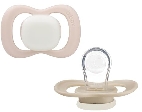 b.box Baby Schnuller Gr 2 (2er Pack) |Leuchtend | Silikon Sauger & Schild, Symmetrisches Design | Bleibt Sauber | BPA-Frei | Baby Schnuller ab Monate