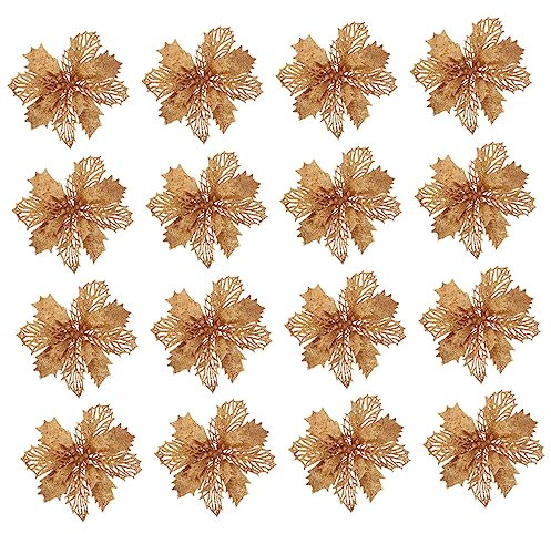 PRETYZOOM 1 Satz 12 Stück Hohle Weihnachtsblumen Aus Silber Weihnachtsdekorationen Weihnachtsbaumdekorationen Geschenk Glitzernde Blumen Roségold Weihnachtsdekorationen Anhänger 16