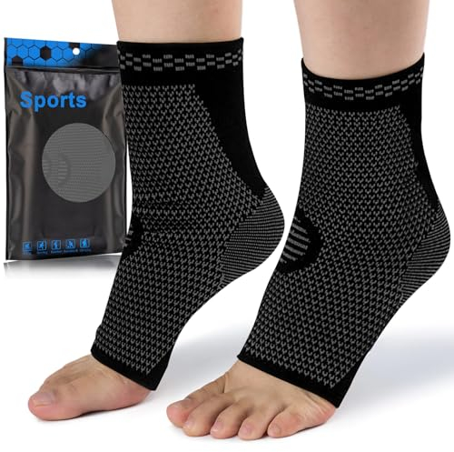 Sprunggelenkbandage [2 Pack], Knöchelbandage Kompressionssocken, Atmungsaktive Fußbandage für Damen und Herren, Für Verstauchte Knöchel, Achillessehne, Gelenkschmerzen, Sport -M