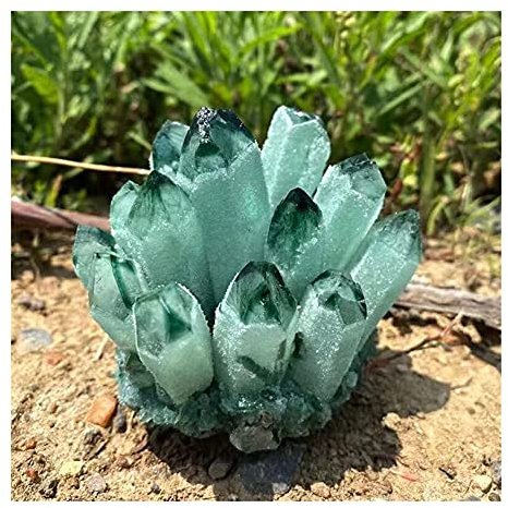 Joyería de piedra Cristal natural áspero verde natural fantasma fantasma cristal de cuarzo racimo piedras de roca y cristales ReikiSpecimen decoración del hogar for decoración, generador de piedra joy
