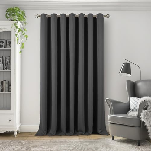 BGment Extra Long Curtain 120 Inch Long for Patio Sliding Glass Door, Blackout Room Divider Curtain Privacy Noise Reduce for Room Separation, 1 Panel, 100 x 120 Inch, Dark Grey