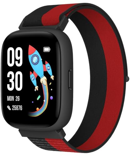 BIGGERFIVE Fitness Tracker Orologio Bambini Bambina Ado 5-16, 1,8 Smartwatch con Contapassi, Frequenza Cardiaca, Resistente all'Acqua IP68, Monitor del Sonno, Giochi Puzzle con/senza APP, Nylon