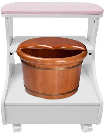 Fußstütze Pediküre Fußruhe schminkhocker fussbad Maniküre Möbel Trolley für Fußbad Fußbad Hocker mit Rädern Hause Salon Gebrauch 52*41*55 cm Beinstütze Fußpflege Nagel Salon Spa Massage (Rosa)