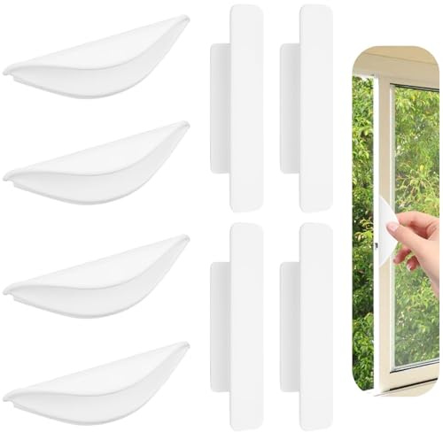 IUSOT 8 Stück Balkontürgriff Außen Kleben Set, Selbstklebende Türgriffe für Balkontüren, Fenster, Glastüren und Schubladen, Einfach zu Montieren ohne Bohren, Kunststoff Möbelgriffe für Schränke