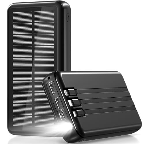 Solar Power Bank 27000mAh,Solar Panel Power Bank Comes with 6 Outputs and 2 Inputs, External Batteries for 15W Fast Charge, Tablets,Camping,Travel,Outdoor