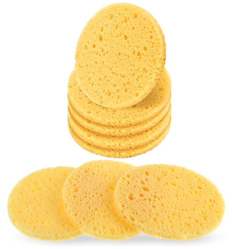 50 Pcs Facial Sponges, Compressed Face Sponges Cleansing Face Sponge 100％ Natural Wood Pulp Cotton Face Cleansing Pads for Daily Facial Cleansing Makeup Remover (2.3 In)(Skin Color)