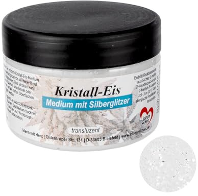 Ideen mit Herz Kristall-Eis-Medium | mit Silberglitzer | Winterwelt gestalten | Weihnachten | Basteln | Grußkarten | transluzent | 150 ml