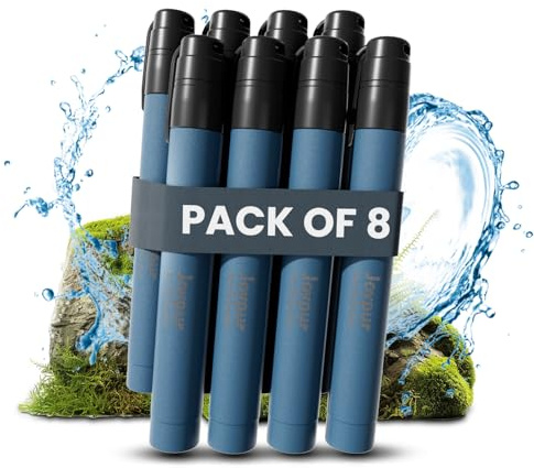 Joypur® Paille Filtrante de Survie - Purificateur d'Eau (K8616-bleu*8）， pour Randonnée, Camping, Bushcraft - Filtre à Eau de Poche, Équipement de Survivalisme et Accessoires