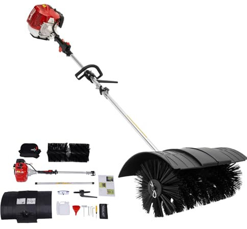 Wiefiche 1700W Gas Handheld Sweeper, 52CC 2 Stroke Gasoline Powered Sweeper, 2.3HP Outdoor Hand Held Gas Power brush for Snow Sweeping Driveway Turf Lawns Artificial Grass Brush Using