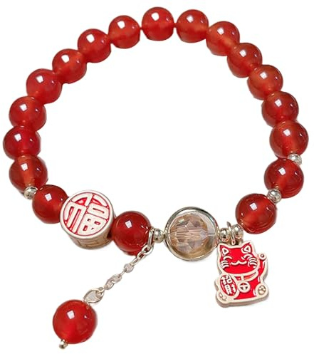 Bracelet de nouvel an chinois, bracelet de perles rouges pour femme | Bracelet année du serpent avec pierres naturelles – Bijoux faits à la main pour le Nouvel An chinois, bracelets porte-bonheur
