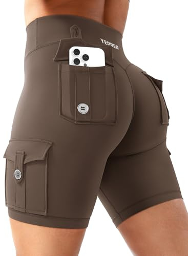 YEOREO CoreFlex Radlerhose Damen mit 4 Taschen 8 Damen Scrunch Sport Short | Hoch Taille, Nahtlose, Booty Lifting, Blickdicht, Für Yoga, Fitness, Gym, Sport, Workout, Kurze Legging