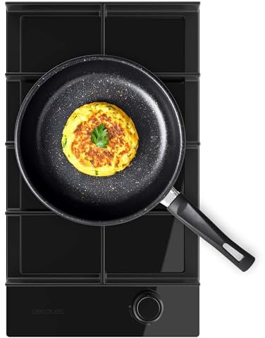 Cecotec Piano Cottura a Gas a 1 Fuoco Bolero Squad G 1400F Glass Black. 3.4 kW, Triplo Anello, Vetro Nero, Griglie Ghisa, WOK, Accensione Elettronica, Sistema Sicurezza, Conversione a Gas Butano
