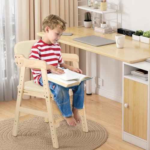 Chaise Haute Évolutive en Bois Naturel Sit Up 3 Hauteur Réglable,de 6 Mois-10 Ans jusqu'à 50 kg,Chaise Bébé Résistante de Sécurité,Bois Nature,Enfants et Adultes