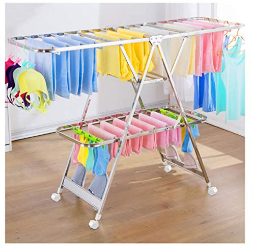 Séchoir à Linge Pliable et Portable avec roulettes - Design élégant et ailé pour sécher Les vêtements à l'air Libre, Rangement et Transport faciles, idéal pour la Maison et l'extérieur
