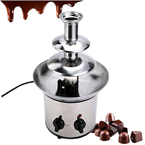 LYFDPN Electric Chocolate Fondue Fountain, Stainless Steel 3 Tier Set Fountain Machine for Cheese, Melting Chocolate, Liqueurs