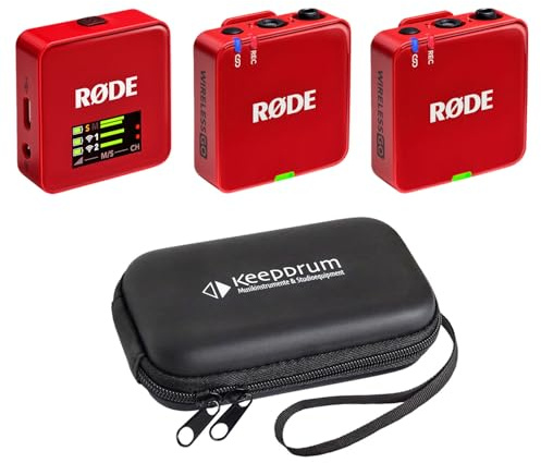 Rode Wireless GO Gen 3 Drahtloses 2-Kanal Mikrofon-Funksystem Rot mit keepdrum Softcase
