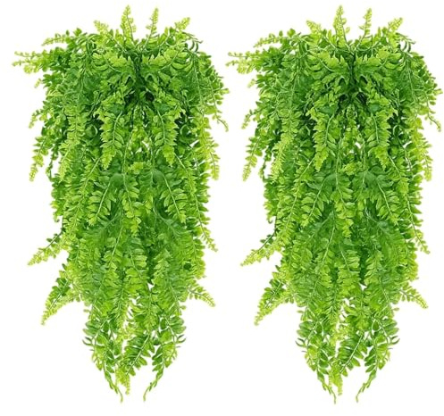 2X Kunstpflanze Hängend, Künstliche Hängepflanzen 80cm, Dekopflanzen Für Innen- Und Außenbereich,Künstliche Pflanzen Wie Echt, Künstliche Blattpflanzen Wohnzimmer Küche Balkon Garten Schlafzimmer Deko