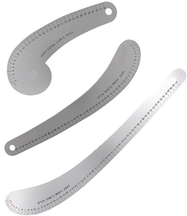 Stahllineal Kurvenlineal aus Metall for Nähen for Modedesign, Schnittmustererstellung und metrisches System, 32 cm, 48, 60(32cm 48cm and 61cm)