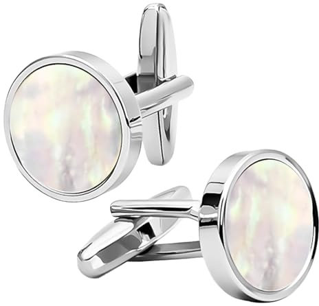 Gemelli da polso madreperla argento per uomo, matrimonio, affari, festa, gioielli per camicia